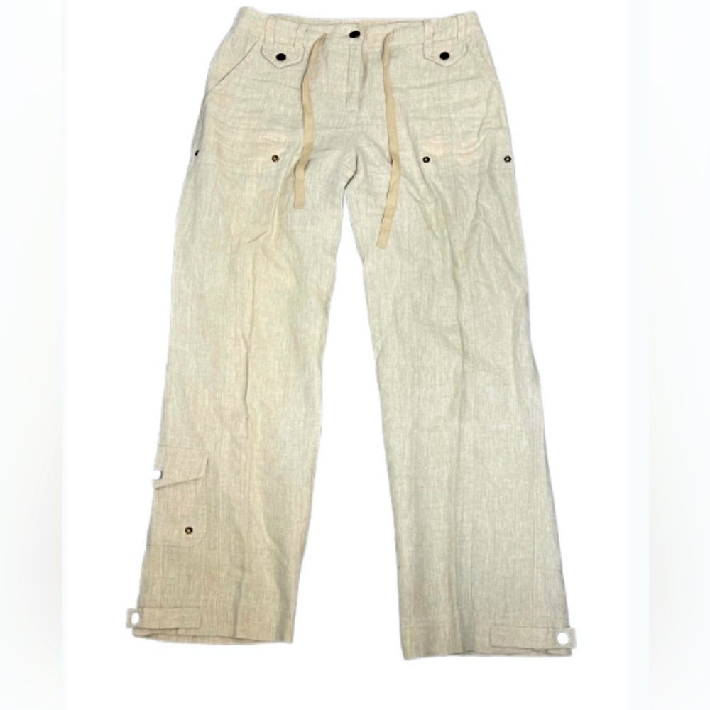 Jones New York‎ Preppy Chic Tan Linen Cargo Pants